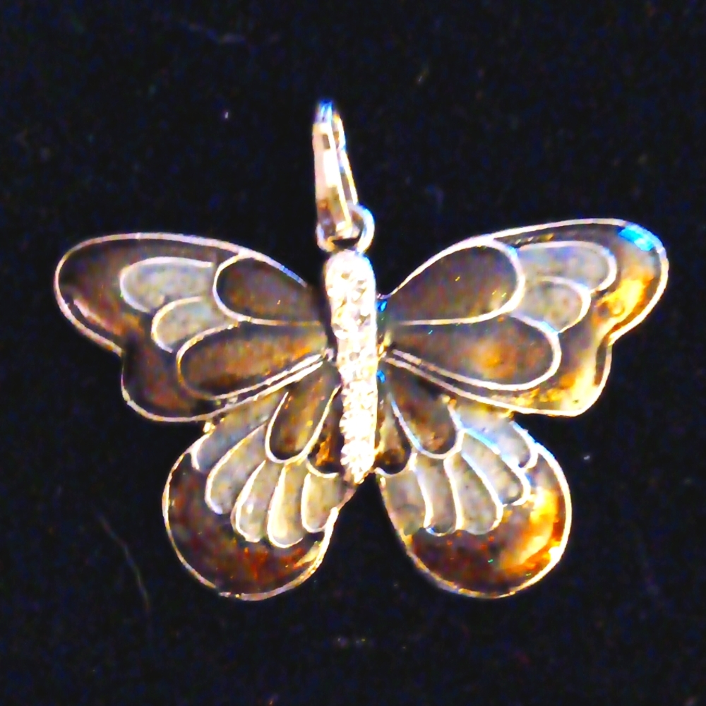 Butterfly Pendant with Crystals